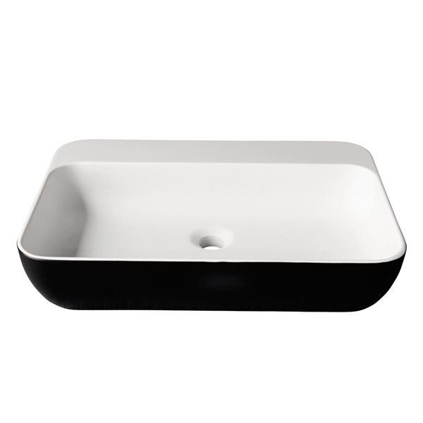 Lavabo-vasque en composite sur plan Falcon Agua Canada rectangle 16 x 24 po noir mat/blanc