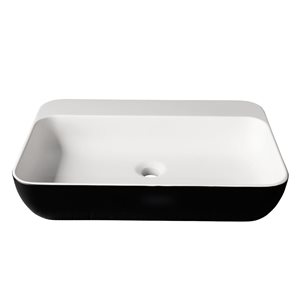 Agua Canada Falcon 16 x 24-in Matte Black/White Composite Above Counter Rectangular Vessel Sink