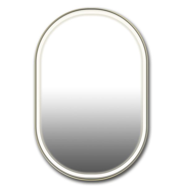 Agua Canada Olaf 24 x 36-in Brushed Brass Gold Oval Frame LED Lighted Mirror 6000K w/ On/Off Switch