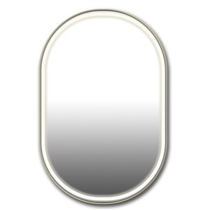 Agua Canada Olaf 24 x 36-in Brushed Brass Gold Oval Frame LED Lighted Mirror 6000K w/ On/Off Switch