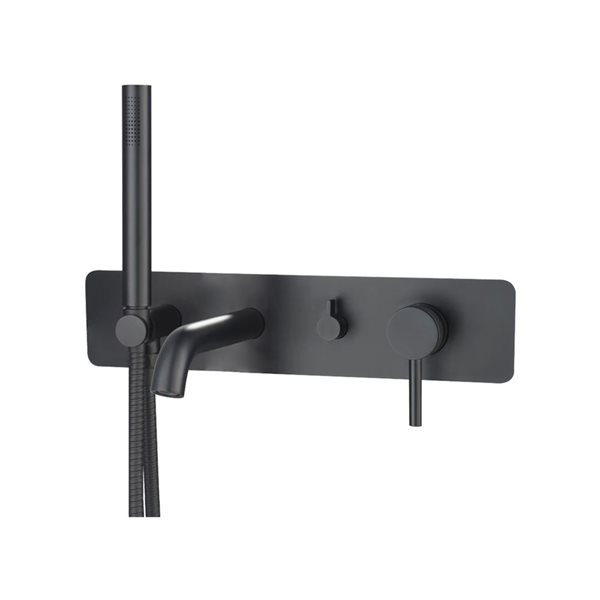 Agua Canada Sahara Matte Black Single-Handle Wall Mount Bathtub Faucet with Hand-Held Shower