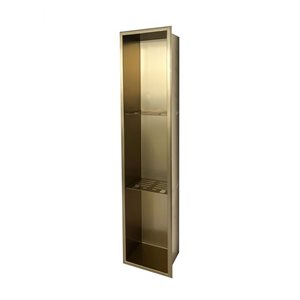 Agua Canada Natalia 8 W x 36 H x 4-in D Brushed Gold Metal 3-Tier Flush-Mount Bathroom Shower Niche