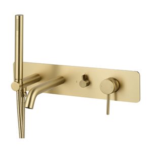 Agua Canada Sahara Brushed Brass Single-Handle Wall Mount Bathtub Faucet with Hand-Held Shower