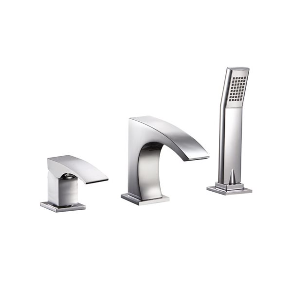 Agua Canada Silvia Chrome Single-Handle Deck-Mount Roman Bathtub Faucet with Hand-Held Shower