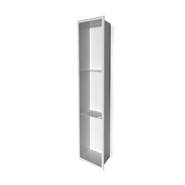 Agua Canada Natalia 8 W x 36 H x 4-in D Matte White Metal 3-Tier Flush-Mount Bathroom Shower Niche