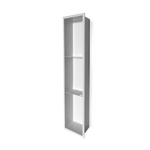 Agua Canada Natalia 8 W x 36 H x 4-in D Matte White Metal 3-Tier Flush-Mount Bathroom Shower Niche