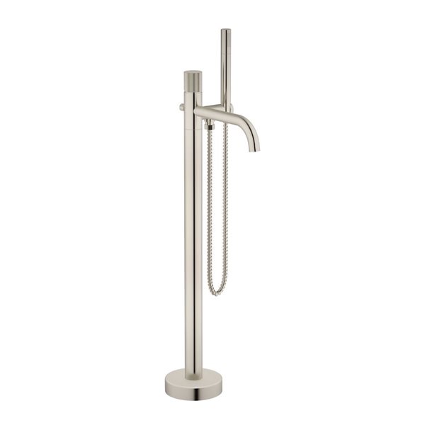 Agua Canada Salia Brushed Nickel Single-Handle Freestanding Bathtub Faucet with Hand-Held Shower