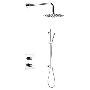 Agua Canada Vanika 2-Spray Patterns Chrome Wall Mounted Dual Shower Faucet w/ Pressure Valve