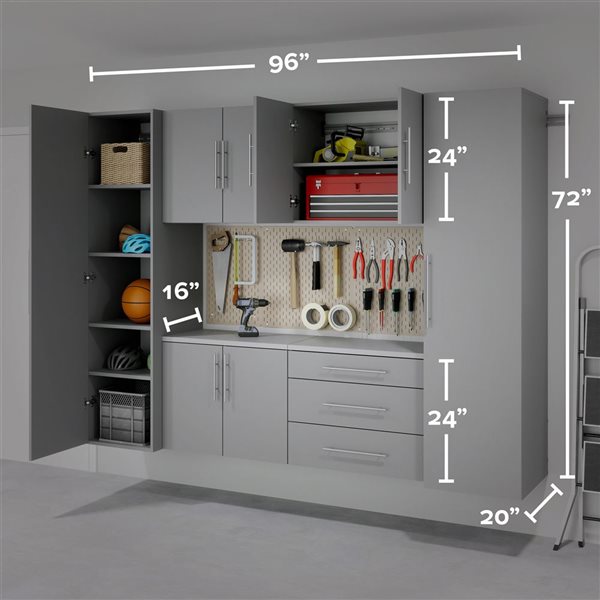 Prepac U HangUps Grey Wall Work Storage Cabinet Set - 6 Pcs