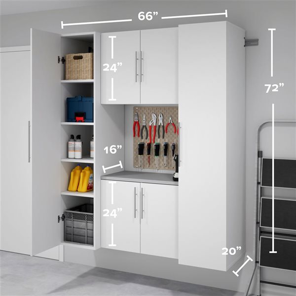 Prepac T HangUps White Wall Work Storage Cabinet Set - 4 Pcs