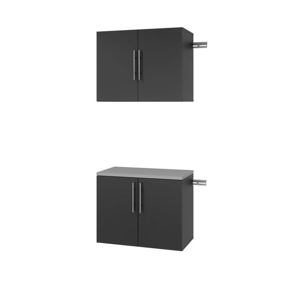 Prepac N HangUps Black Wall Work Storage Cabinet Set -2 Pcs