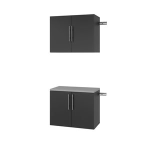 Prepac N HangUps Black Wall Work Storage Cabinet Set -2 Pcs