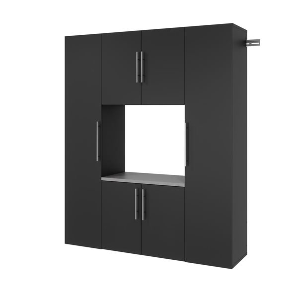 Prepac Q HangUps Black Wall Work Storage Cabinet Set - 4 Pcs