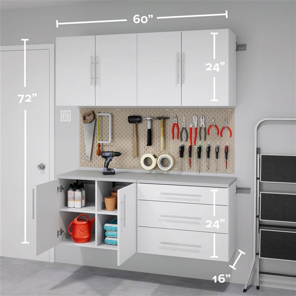 Prepac O HangUps White Wall Work Storage Cabinet Set - 4 Pcs