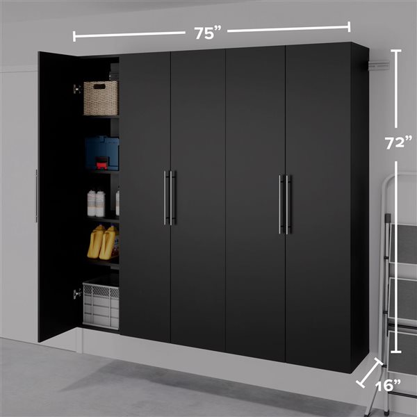 Prepac R HangUps Black Wall Work Storage Cabinet Set - 3 Pcs