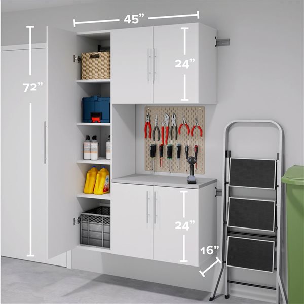 Prepac P HangUps White Wall Work Storage Cabinet Set - 3 Pcs