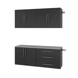 Prepac O HangUps Black Wall Work Storage Cabinet Set - 4 Pcs