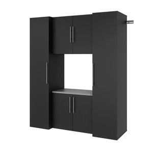 Prepac T HangUps Black Wall Work Storage Cabinet Set - 4 Pcs