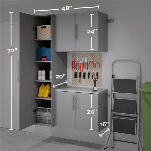 Prepac S HangUps Grey Wall Work Storage Cabinet Set - 3 Pcs