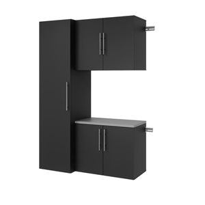 Prepac S HangUps Black Wall Work Storage Cabinet Set - 3 Pcs