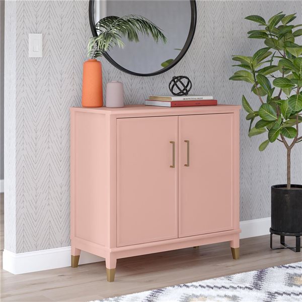 CosmoLiving by Cosmopolitan Westerleigh 2-Door Accent Cabinet, Pale Pink