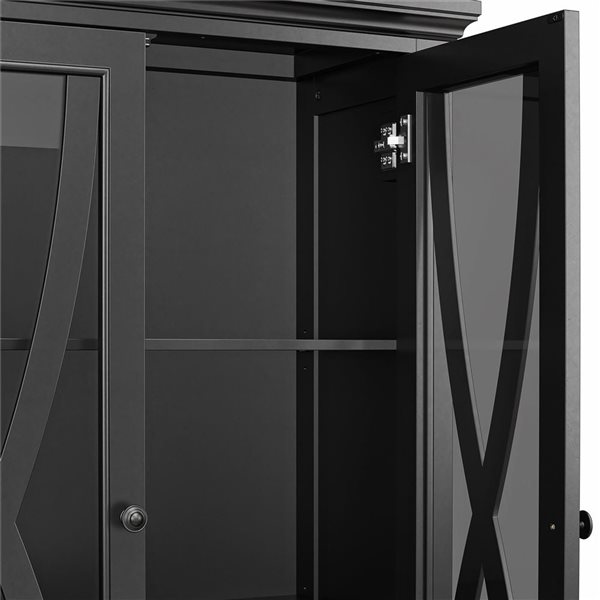 Armoire d'appoint haute Ellington d'Ameriwood Home avec portes en verre, noir