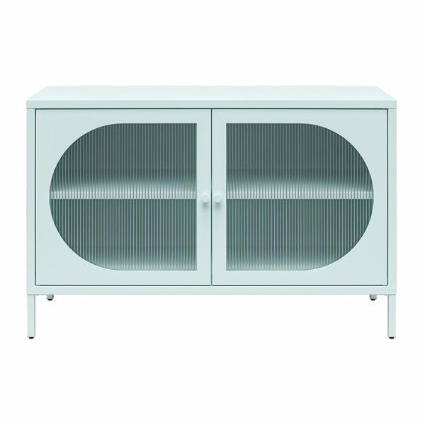 Mr. Kate Luna Wide 2-Door Accent Cabinet with Fluted Glass, Sky Blue