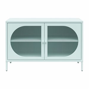 Mr. Kate Luna Wide 2-Door Accent Cabinet with Fluted Glass, Sky Blue