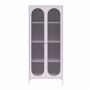 Mr. Kate Luna Tall 2-Door Accent Cabinet with Fluted Glass, Lilac