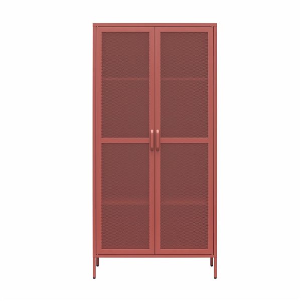 Novogratz Channing Tall 2 Door Storage Cabinet-Mesh Metal Locker, Terracotta