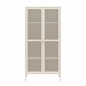 Novogratz Channing Tall 2-Door Storage Cabinet-Mesh Metal Locker, Parchment