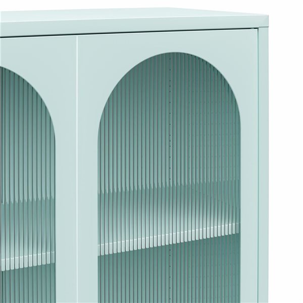 Mr. Kate Luna Tall 2-Door Accent Cabinet with Fluted Glass, Sky Blue