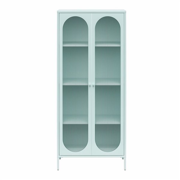 Mr. Kate Luna Tall 2-Door Accent Cabinet with Fluted Glass, Sky Blue