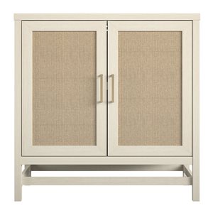 Ameriwood Home Lennon 2 Door Storage Cabinet, Ivory Oak and Faux Rattan