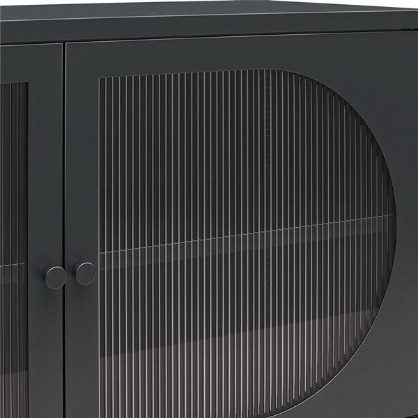 Mr. Kate Luna Wide 2-Door Accent Cabinet with Fluted Glass, Black