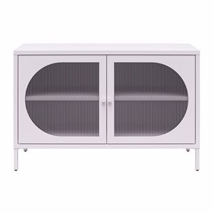 Mr. Kate Luna Wide 2-Door Accent Cabinet with Fluted Glass, Lilac