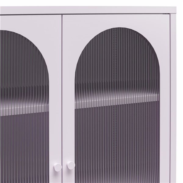 Mr. Kate Luna Short 2-Door Metal Accent Cabinet with Fluted Glass, Lilac