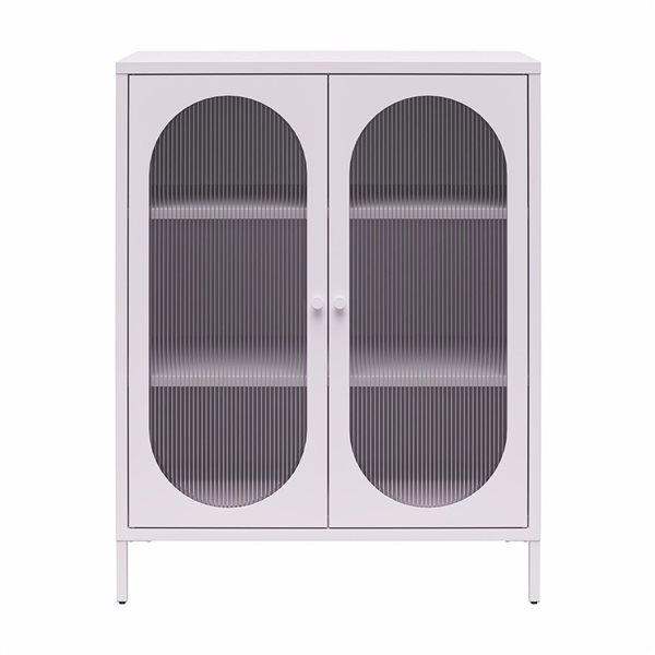 Mr. Kate Luna Short 2-Door Metal Accent Cabinet with Fluted Glass, Lilac