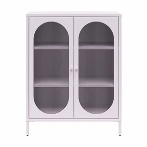 Mr. Kate Luna Short 2-Door Metal Accent Cabinet with Fluted Glass, Lilac