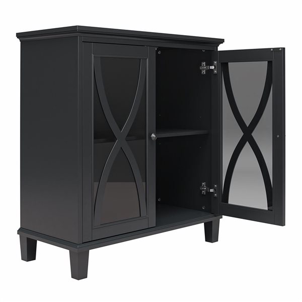 Ameriwood Home Celeste Accent Cabinet with Glass Doors, Black