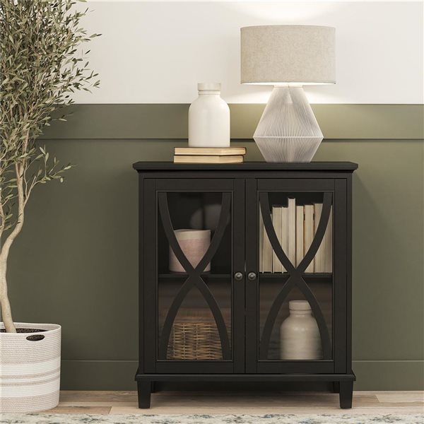 Ameriwood Home Celeste Accent Cabinet with Glass Doors, Black