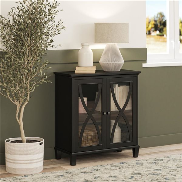 Ameriwood Home Celeste Accent Cabinet with Glass Doors, Black