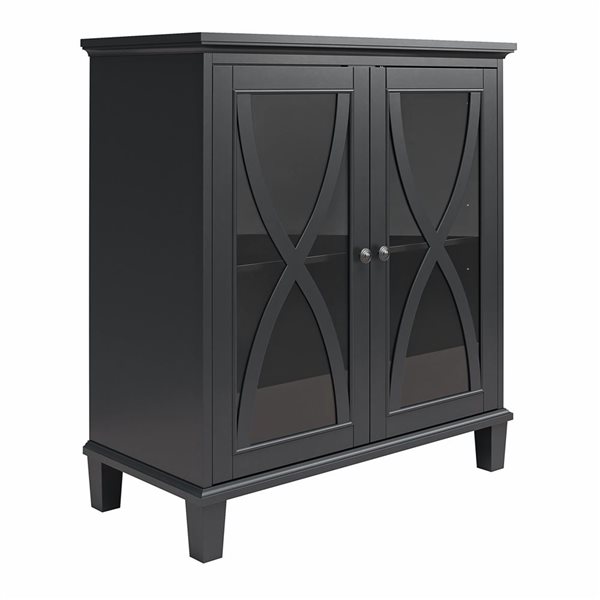 Ameriwood Home Celeste Accent Cabinet with Glass Doors, Black