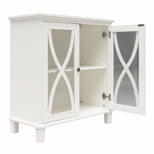 Ameriwood Home Celeste Accent Cabinet with Glass Doors, White