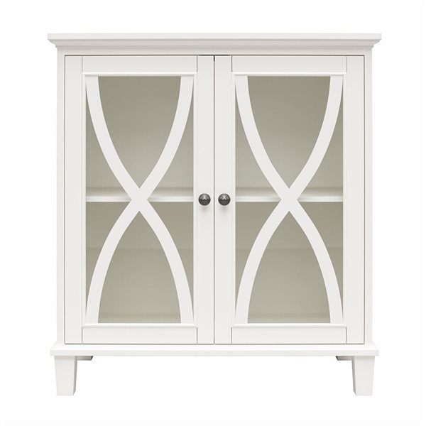 Ameriwood Home Celeste Accent Cabinet with Glass Doors, White