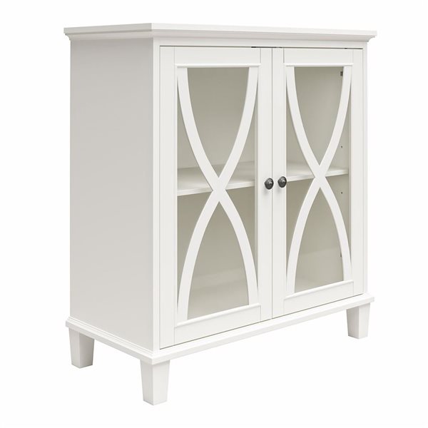 Ameriwood Home Celeste Accent Cabinet with Glass Doors, White