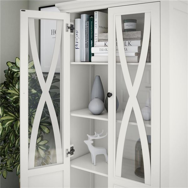 Armoire d'appoint haute Ellington d'Ameriwood Home avec portes en verre, blanc