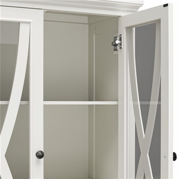 Armoire d'appoint haute Ellington d'Ameriwood Home avec portes en verre, blanc