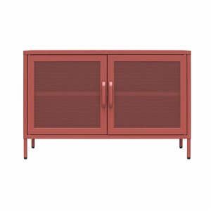 Novogratz Channing 2 Door Storage Cabinet-Mesh Metal Locker, Terracotta