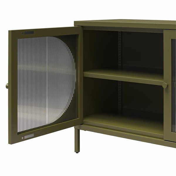 Mr. Kate Luna Wide 2-Door Accent Cabinet with Fluted Glass, Olive Green